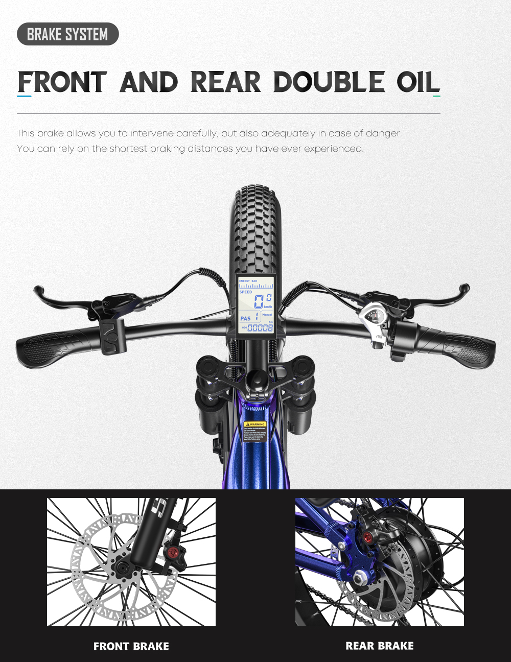 500W Metallic Blue Electric Bike 48V Bafang Motor Fat Tire Ebike Full Suspension