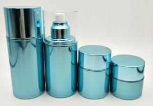 Wholesale Blue Glass Cosmetic Cream Bottles / Refillable Pump Bottle Customized Logo and Color from china suppliers