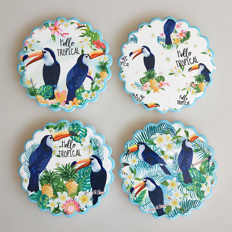China Factory Wholesale Price 4'' Shiny Round Ceramic Cork Coaster for Gift, Promotion Use, Set of 6
