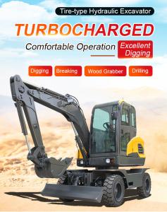 Wholesale Earthwork Hydraulic 7 Ton Wheeled Digger Clamshell Shovel Wheel Excavator For Engineering from china suppliers