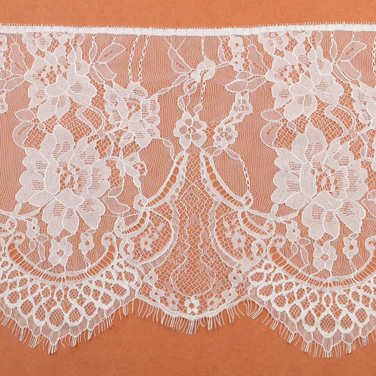 eyelash lace border/lace edged / soft lace with Black / Ivory Double Color