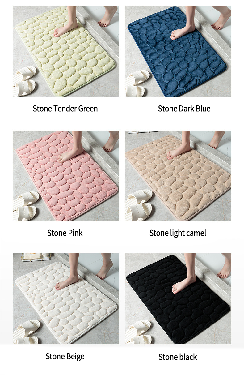 Custom Logo Cobblestone Embossed Bathroom Non-slip Carpets for Bathtub and Shower Room