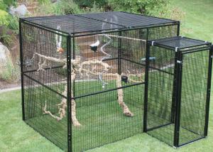 Wholesale Durable Outdoor Aviary Cage , Metal Bird Cage Black Or Dark Green Color from china suppliers