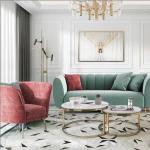 Modern Interior Green Velvet Sofa For Star Hotel Room Reception