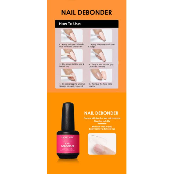 Strong Adhesive Non Toxic Nail Liquid Glue Remover Easily Remover Nail Tips Debonder