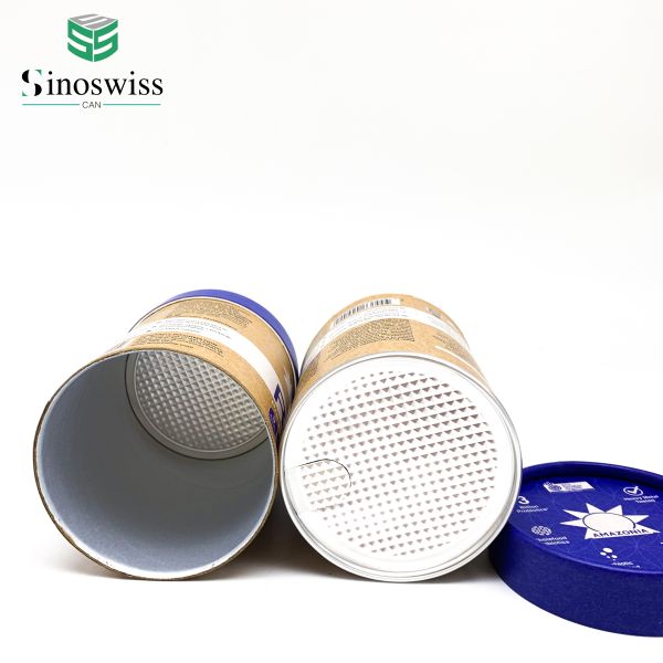 Custom Airtight Paper Cans Packaging With Paper Hat Cover For Protein Supplements