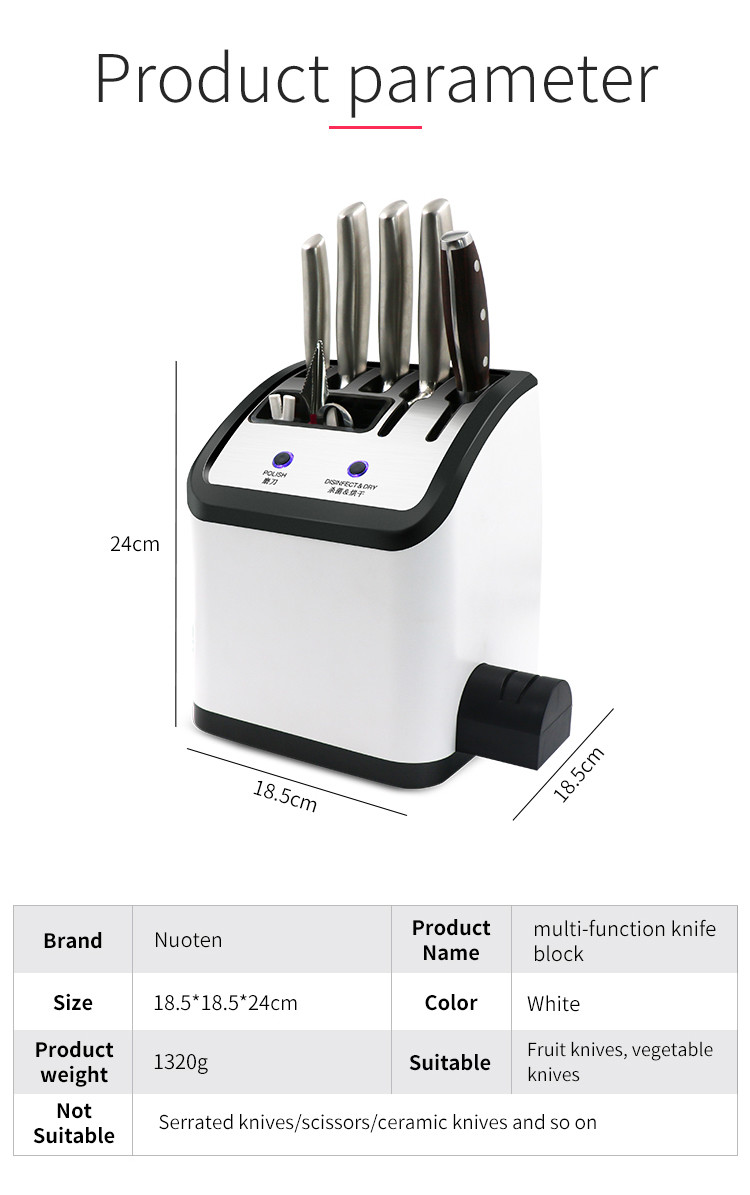 Plastic Single Dry Electric UV Smart Magnetic Knife Holder With Sharpener