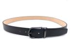 OEM Formal Mens Black Leather Dress Belt / Alloy Clamp Pin Buckle Belt