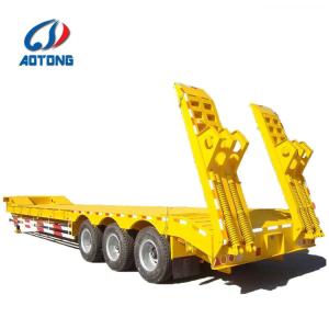 Wholesale AOTONG 3 Axles 45ton 55tons 60ton Low Bed Hydraulic Ladder Lowboy Semi Truck Trailers from china suppliers