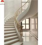 Indoor Cream Beige Marble Anti-Slip Curved Stairs Skirting Tiles for Modern