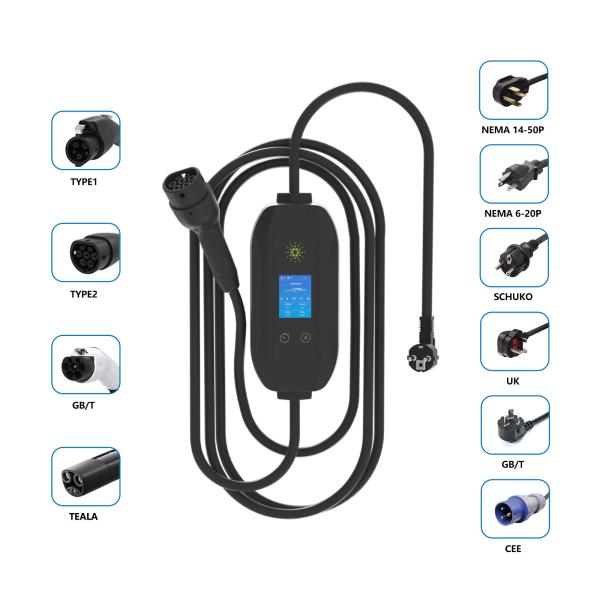 3.5kw 16A Home Electric with Screen Reservation Charging Gbt Portable EV Charger