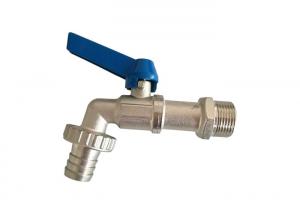 Wholesale Forging Brass Ball Bibcock Tap Nickel Plated Surface with Aluminum Lever Blue Handle from china suppliers