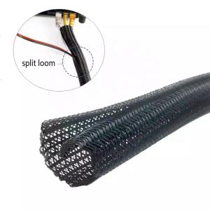 Wholesale Flame Retardant PET Braided Sleeve Self Closing Split Wrap Sleeving from china suppliers