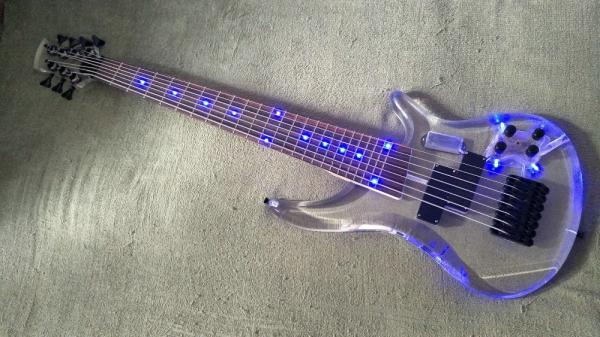7 Strings Bass Guitar Limited Edition Clear Acrylic Body Rosewood fingerboard