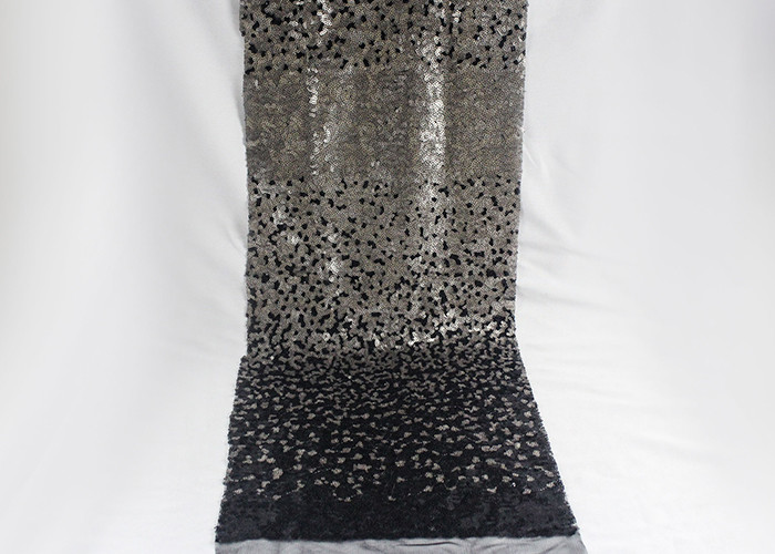 Golden Black Sequin Lace Fabric With 3D Embroidery Fabric For Party Gown Dresses