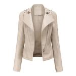 Women′s Rivet Faux Leather PU Jacket, Studded Rivet Punk Biker Moto Fashion