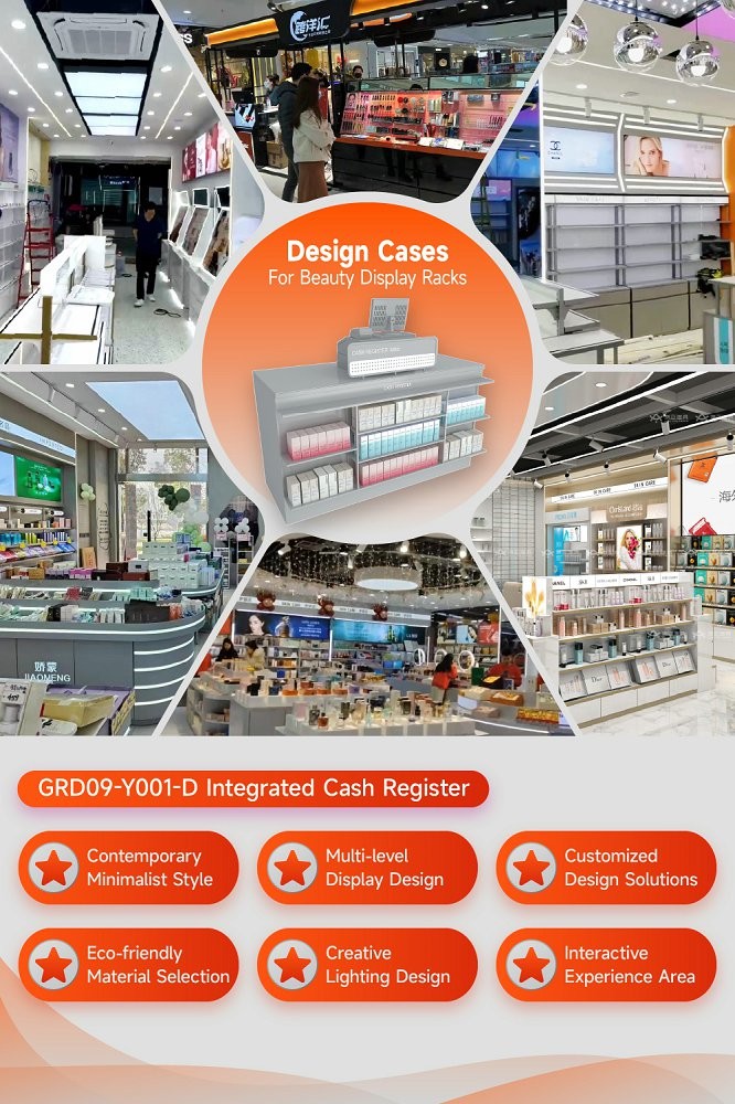 GDR09-Y001-D Retail Display Counter with 5mm Gray Glass and Lockable Drawer Fronts for Mall Booths