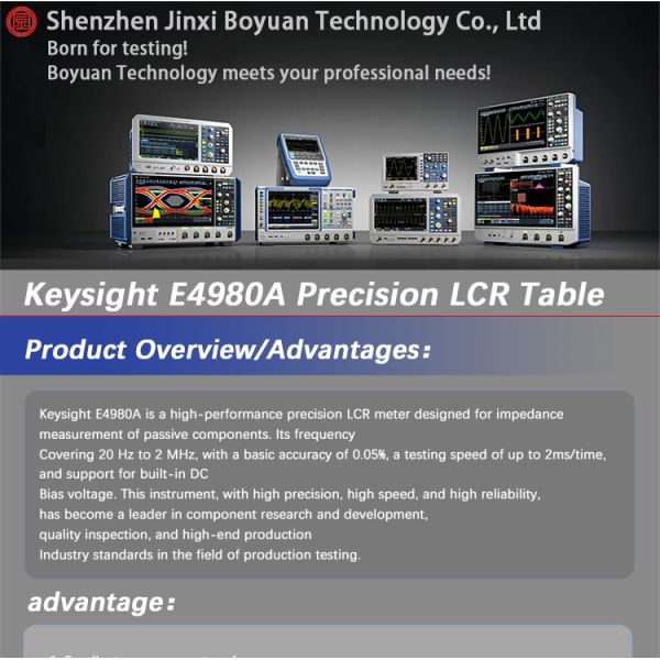 Keysight Agilent E4980A Precision LCR Meter with 20 Hz to 2 MHz Frequency 0.05% Basic Accuracy and 75 dB Dynamic Range