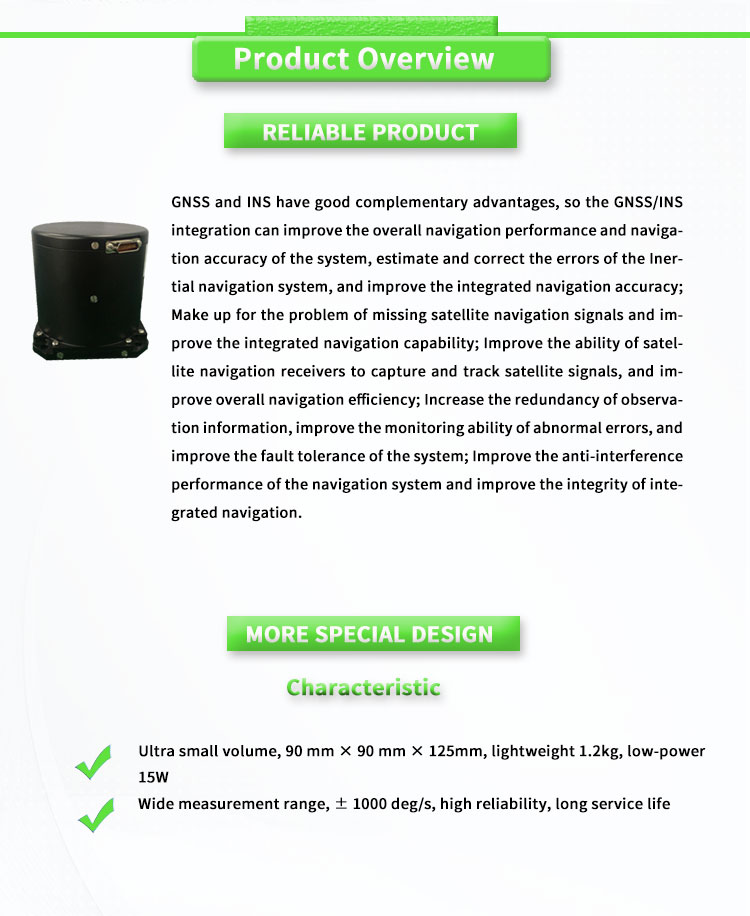 15W UBTS500Y Fiber Optic Gyroscope Integrated Inertial Navigation System for Railway Track Detection