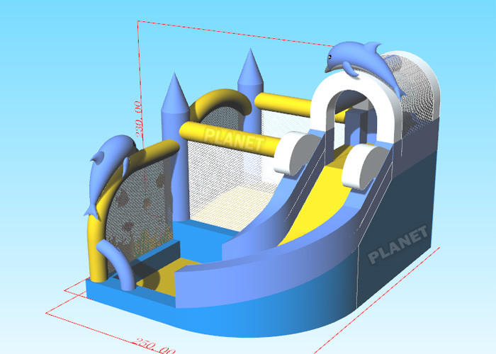 CYMK Children Inflatable Bounce House Dolphin Slide Jumping Castle