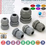 Straight Cable Glands, Metric & PG Thread, IP68, Polyamide 6 (Nylon 6), Grey