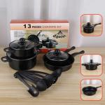 Kitchen 13 Piece Non Stick Cast Iron Cookware Set Black Pot And Pans