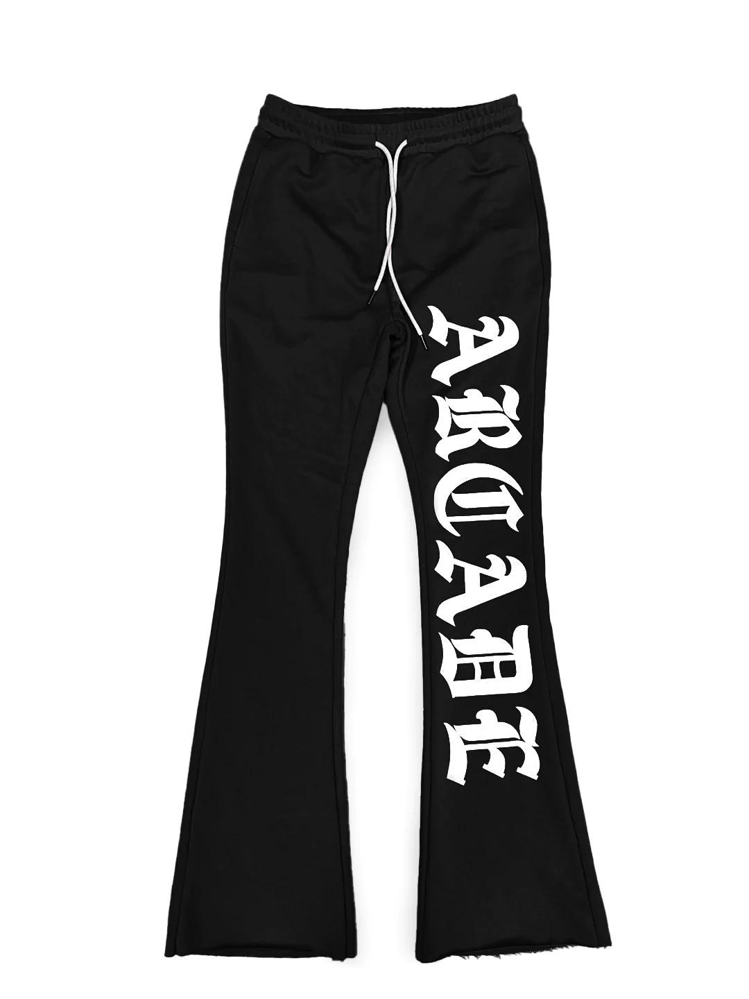 Men's 3D Puff Print Custom Sweatpants Flared Sweat Pants with 400 Grams Fabric Weight
