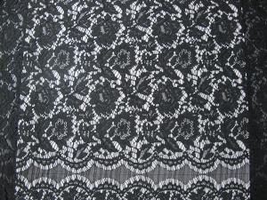 Wholesale Black Nylon Corded Lace Fabric Floral Knitted Shrink-Resistant from china suppliers