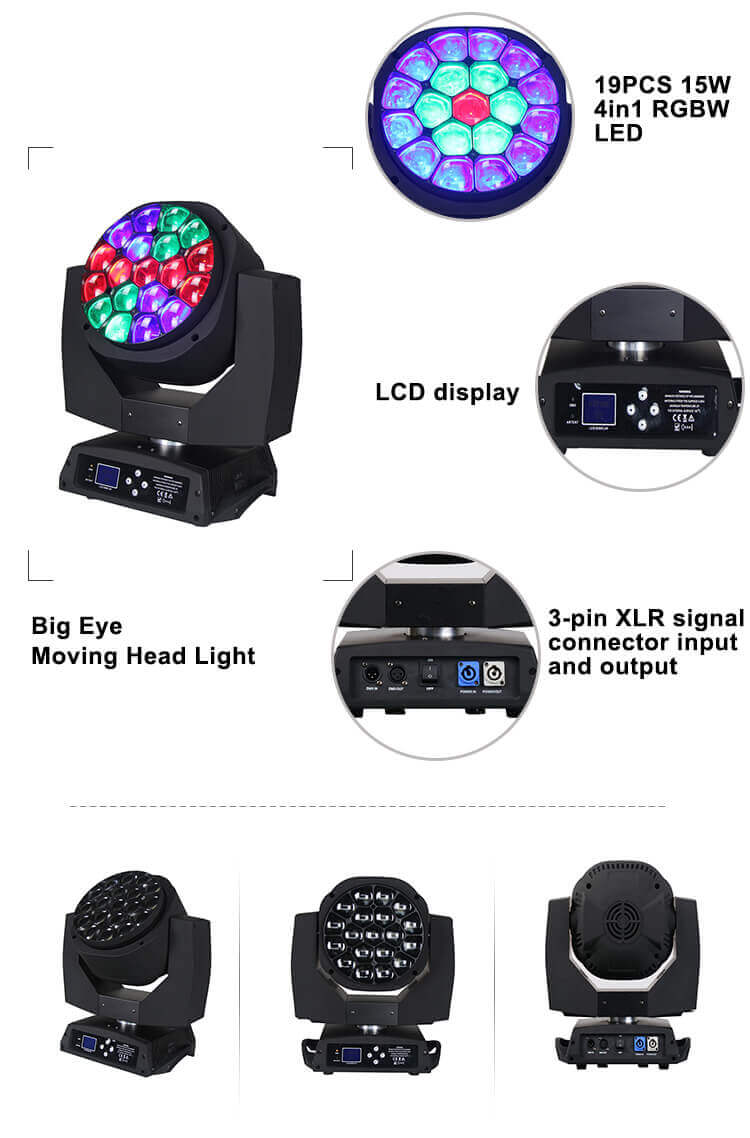19pcs*15W LED Bee Eye LED Zoom Moving Head Light RGBW With Multiple Strobe Effects