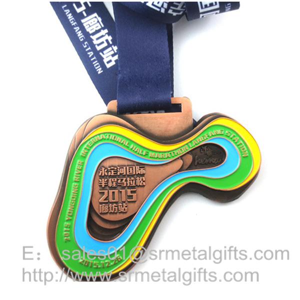 Antique bronze Marathon metal medals