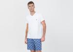 Cotton Jersey Men'S V Neck Pajamas / Mens T Shirt And Shorts Pyjamas With Side