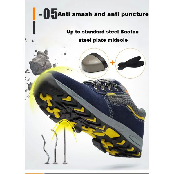 Best-Selling Anti-Odor Leather Anti-Crushing Anti-Puncture Men'S Labor Safety Steel Head Shoes Anti-Slip Labor Protectio