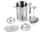 304 Double Wall French Press Tea Double Wall Coffee Plunger 51oz