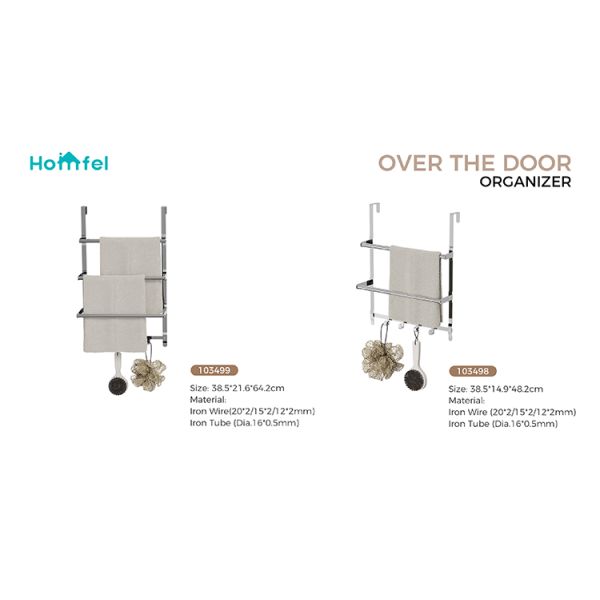 Stainless Steel Over Door Towel Rack With Versatile Functionality 38.5*14.9*48.2cm