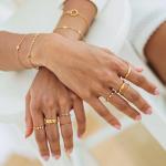 TRENDY Style Star Hollow Eternity Band Rings in 925 Silver Jewelry with 18K Gold