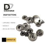 Dark Antique Sliver Metal Snap Buttons For Jackets 4 Parts Flat Trims