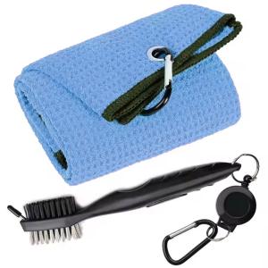 Wholesale 2025 Hot Sale Blue Microfiber Waffle Sport Microfiber Golf Towel With Magnetic from china suppliers