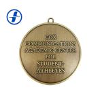 Antique Gold Brass Custom Sports Medals And Ribbons , 3D Metal Plating Custom