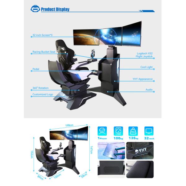 Metal 9D Cinema Game Plane Aircraft Virtual Reality Pilot Simulator