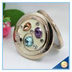 Shinny Gifts Custom Crystal Compact Mirror Handbag Small Round Shape Makeup