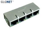 4 Ports Magnetic RJ45 Jack Connector 90 ° with 10 / 100 / 1000 Magnetic Tab Down