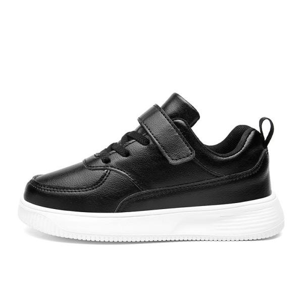 Children'S White Sneakers Skate Shoes 2024 Non-Slip Black Shoes Leather