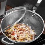 Hot Selling Kitchen 304 Stainless Steel Fry Pan Induction Bottom Honeycomb Non