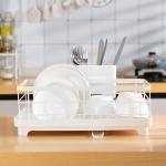 Metal Kitchen Bowl Drying Dish Rack With Detachable Plastic Drip Tray Customized