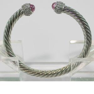 Wholesale (B-46)Silver Cable Classics Bracelet with pink and crystal from china suppliers