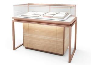 Wholesale Brush Rose Gold Jewelry Display Cases / Retail Display Fixtures With LED Strip Light from china suppliers