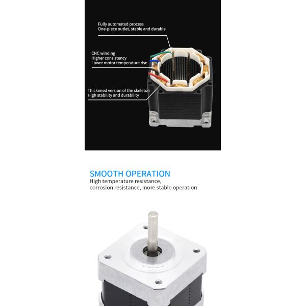 Large Stock Nema 17 42mm Hybrid Stepper Motor 1.68A 38N.cm 4-wire for Large 3D Printer
