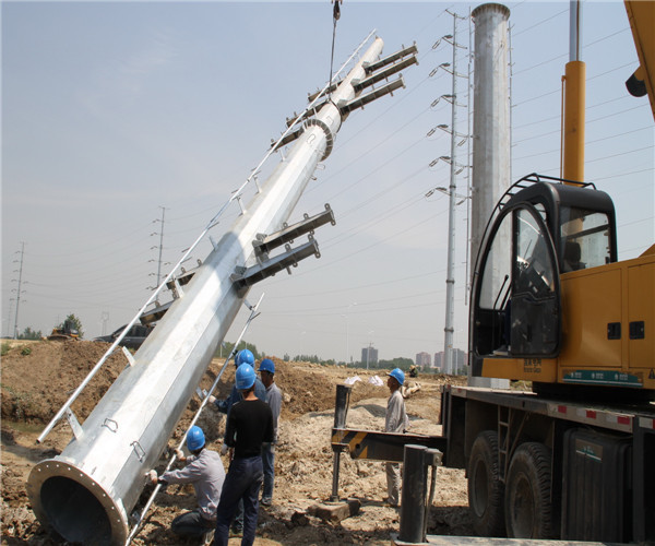 Hot Dip Galvanized Steel Pole Conical Tubular With Bitumen Painted Q345 10KV