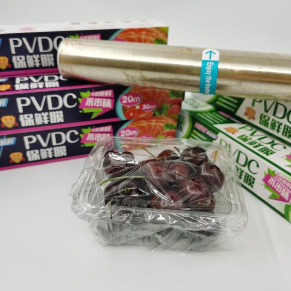 High Barrier PVDC Cling Film Wrapping Easy Attach Food Stretch Wrap Film Roll