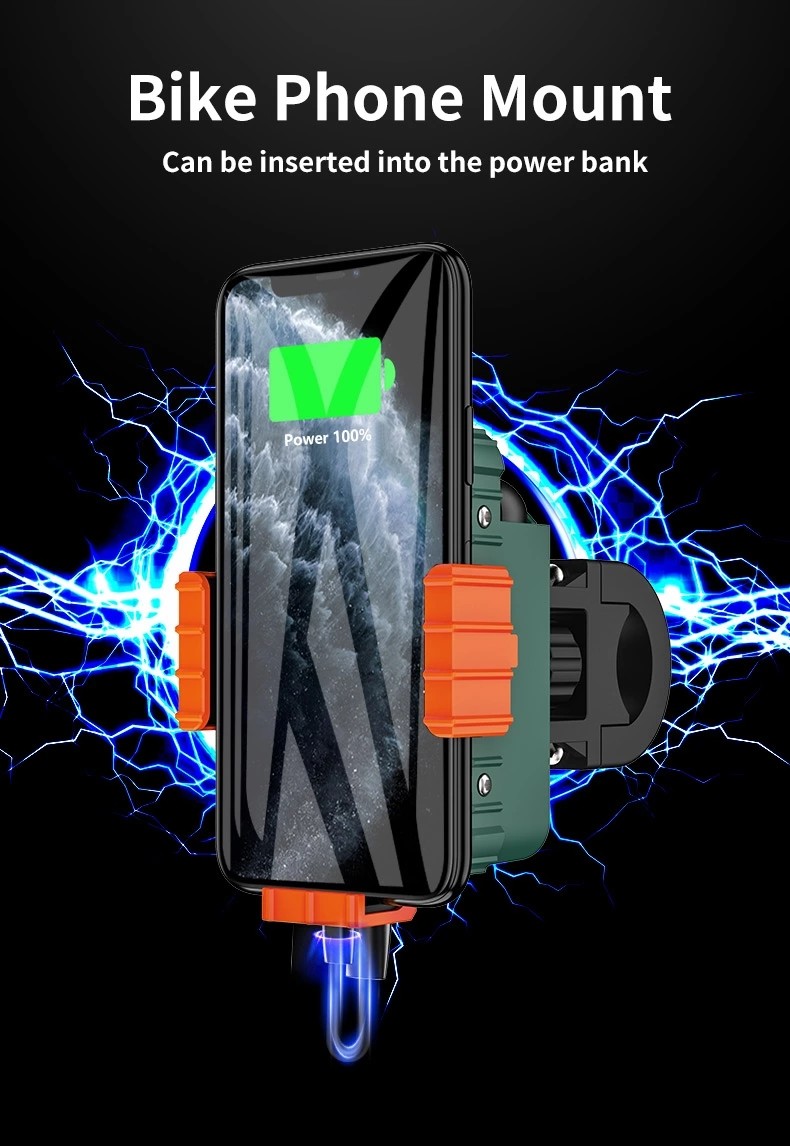 FCC Detachable Bike Mount Cell Phone Holder With Power Bank Box